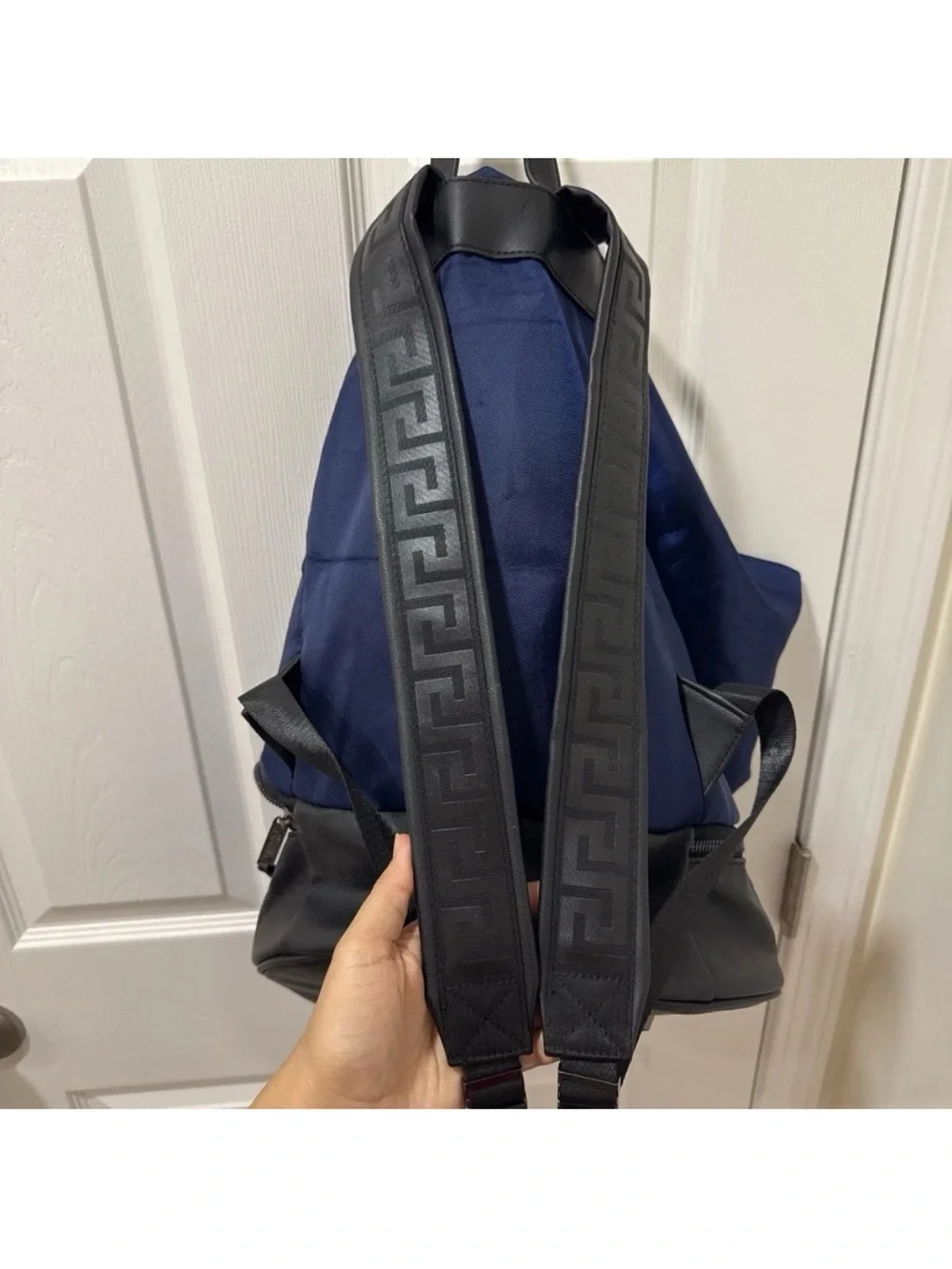 Versace Parfum Navy and Black Drawstring Sling Backpack very clean unisex
